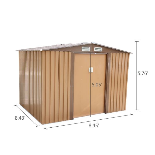 Metal Outdoor Storage Shed - Coffee Brown (8' Width x 8' Depth) - Sheds For Space