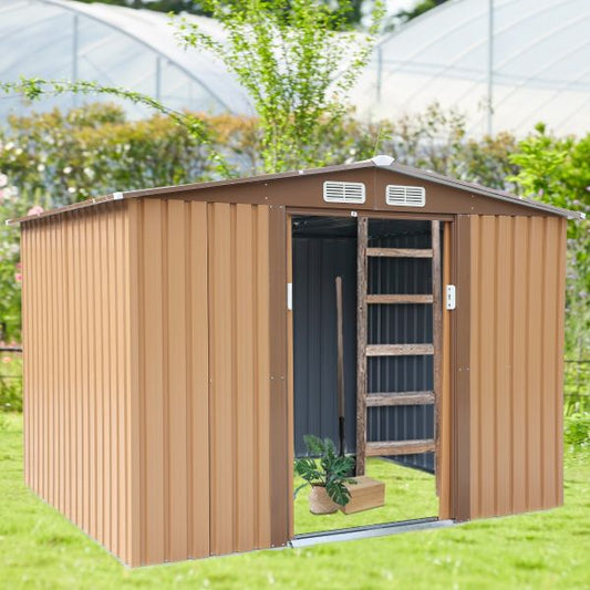 Metal Outdoor Storage Shed - Coffee Brown (8' Width x 8' Depth) - Sheds For Space