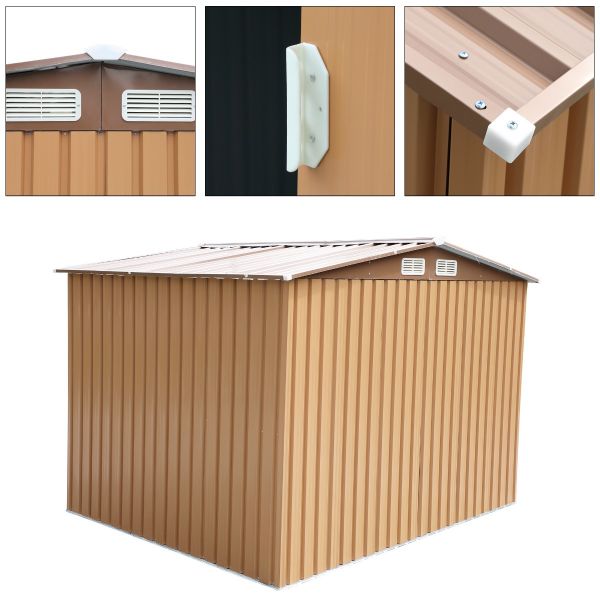 Metal Outdoor Storage Shed - Coffee Brown (8' Width x 8' Depth) - Sheds For Space