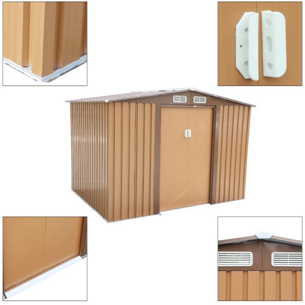 Metal Outdoor Storage Shed - Coffee Brown (8' Width x 8' Depth) - Sheds For Space