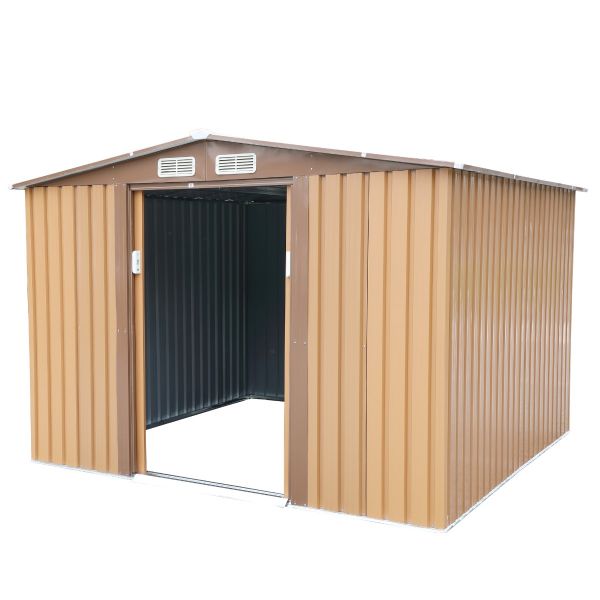 Metal Outdoor Storage Shed - Coffee Brown (8' Width x 8' Depth) - Sheds For Space