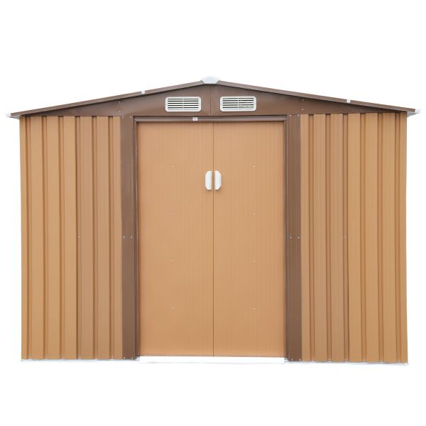 Metal Outdoor Storage Shed - Coffee Brown (8' Width x 8' Depth) - Sheds For Space