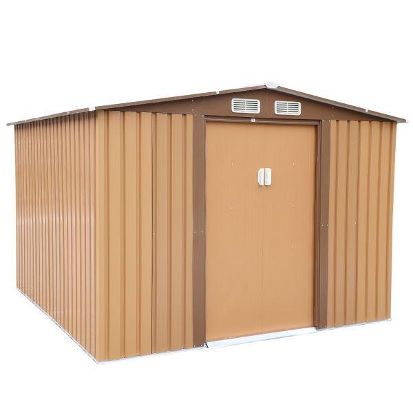 Metal Outdoor Storage Shed - Coffee Brown (8' Width x 8' Depth) - Sheds For Space