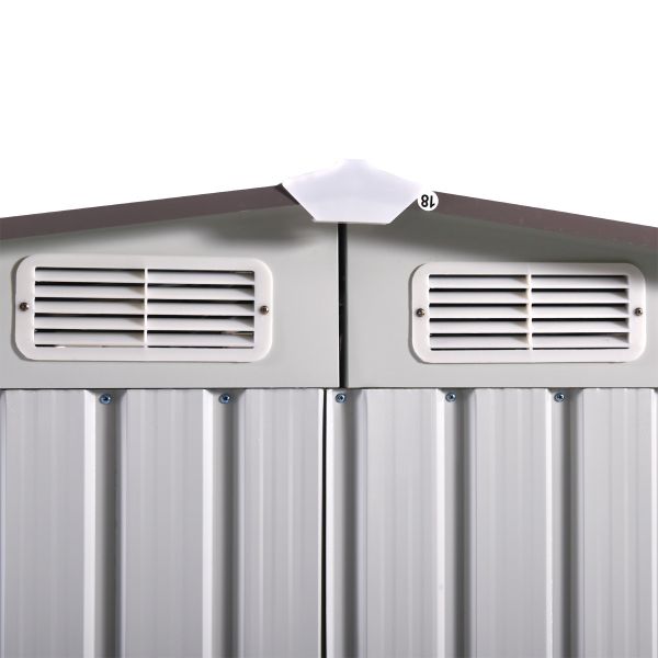 Metal Outdoor Storage Shed - White & Grey Coating (8' Width x 6' Depth) - Sheds For Space