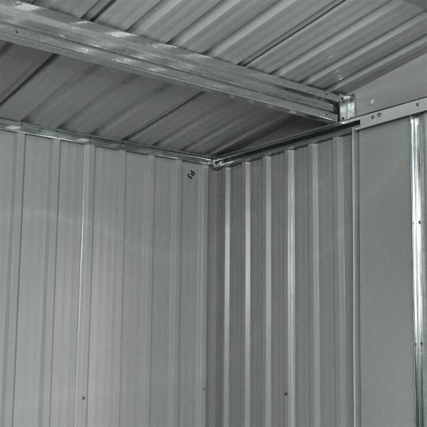 Metal Outdoor Storage Shed - White & Grey Coating (8' Width x 6' Depth) - Sheds For Space