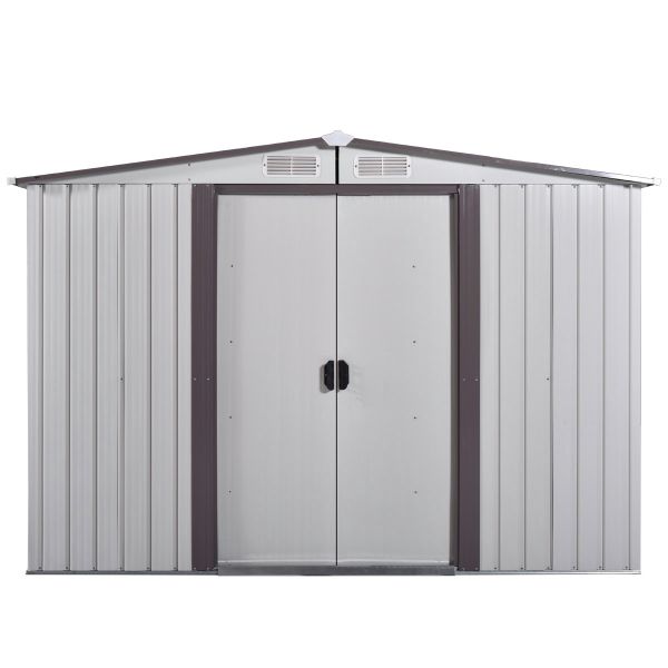 Metal Outdoor Storage Shed - White & Grey Coating (8' Width x 6' Depth) - Sheds For Space