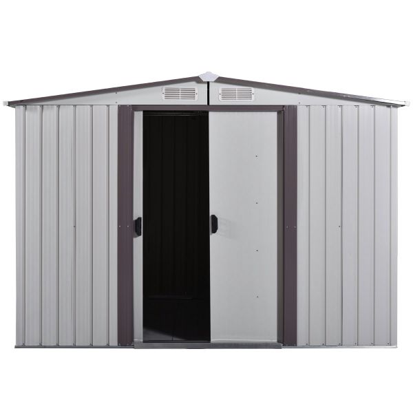 Metal Outdoor Storage Shed - White & Grey Coating (8' Width x 6' Depth) - Sheds For Space