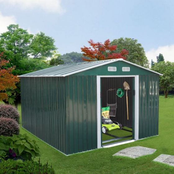 9 x 10 ft Heavy Duty Steel Storage Shed (Green) - Sheds For Space