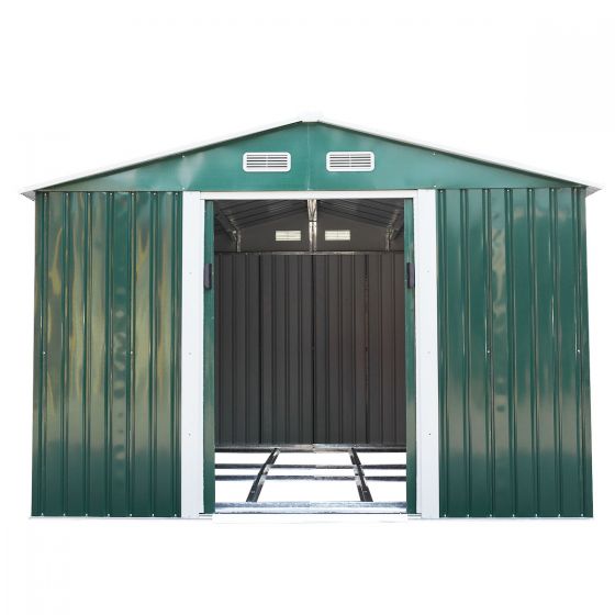 9 x 10 ft Heavy Duty Steel Storage Shed (Green) - Sheds For Space