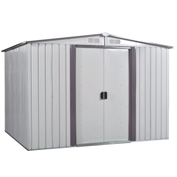 Metal Outdoor Storage Shed - Gray & White (8' Width x 8' Depth) - Sheds For Space