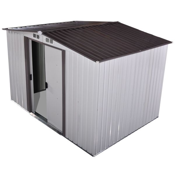 Metal Outdoor Storage Shed - Gray & White (8' Width x 8' Depth) - Sheds For Space