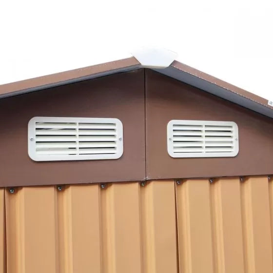 Metal Storage Shed - (7' Width x 4' Depth) Gray, Green, & Coffee Brown - Sheds For Space