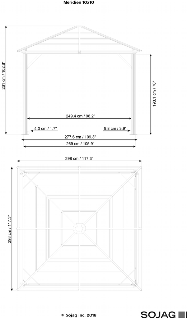 Meridien Hardtop Gazebo 10x10, 10x12, 10x14, 12x16 - Sheds For Space