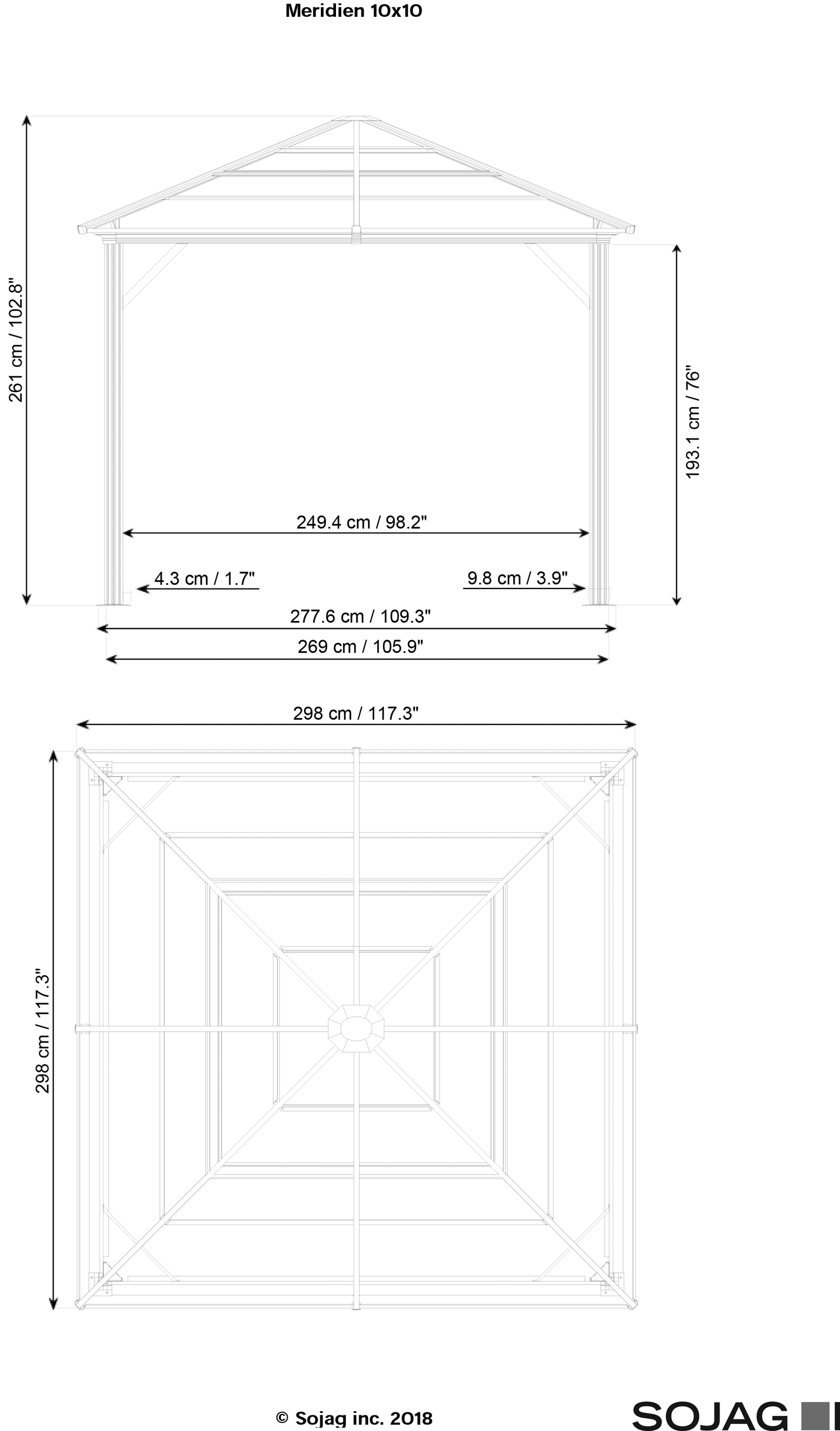 Meridien Hardtop Gazebo 10x10, 10x12, 10x14, 12x16 - Sheds For Space