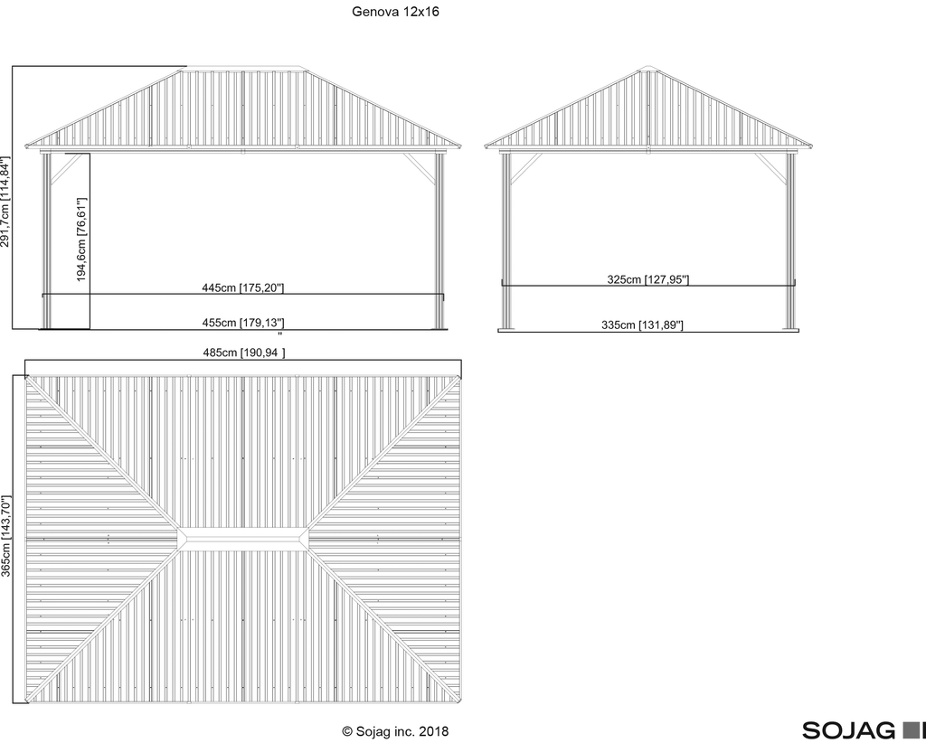 Genova II Double Roof Hardtop Gazebo 12x12 / 12x16 ft. - Sheds For Space