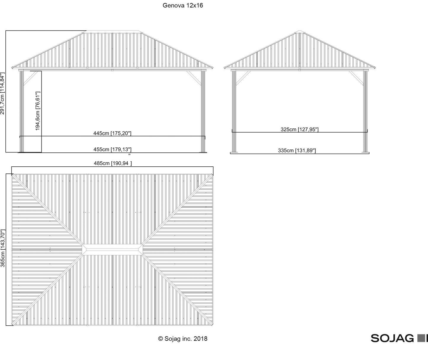 Genova II Double Roof Hardtop Gazebo 12x12 / 12x16 ft. - Sheds For Space