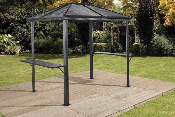 BBQ Ventura Hardtop Grill Gazebo, 5 ft. x 8 ft. Dark Gray - Sheds For Space