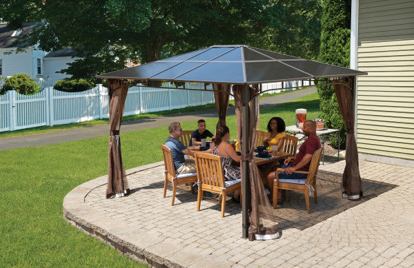 "Sycamore" Gazebo, 10 ft. x 12 ft. Dark Coffee - Sheds For Space