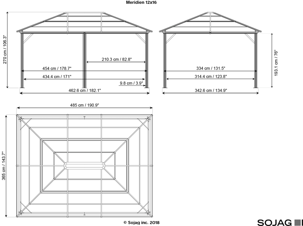 Meridien Hardtop Gazebo 10x10, 10x12, 10x14, 12x16 - Sheds For Space