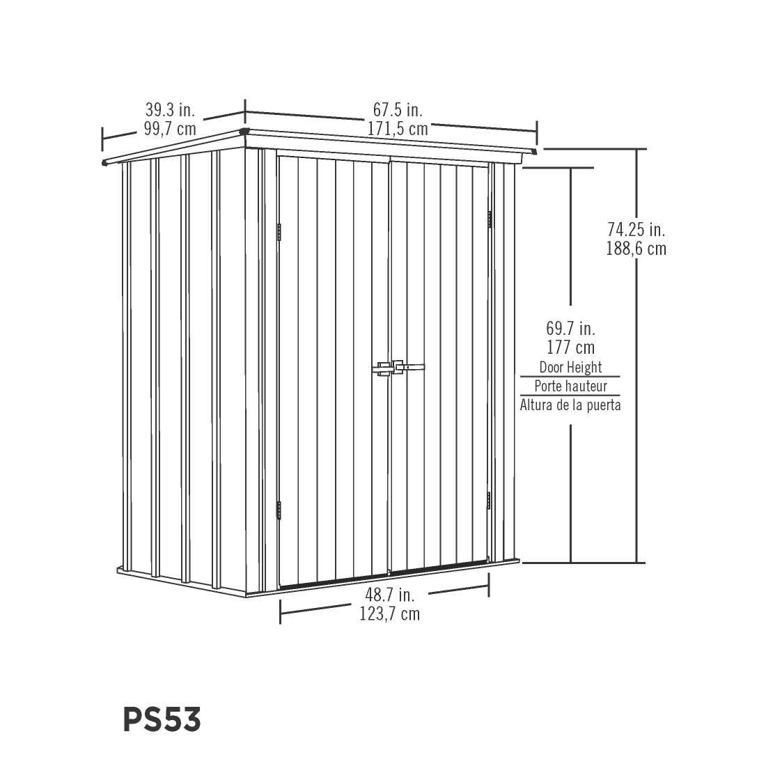 Spacemaker Patio Steel Storage Shed, 5' Width x 3' Depth - Sheds For Space