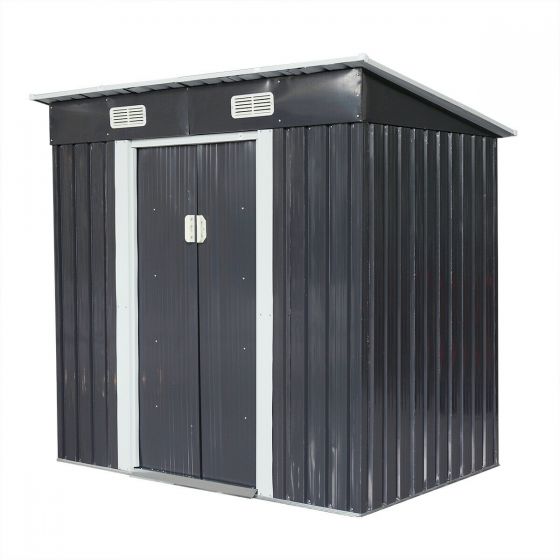 4x6 ft Steel Storage Shed (Dark Gray) - Sheds For Space