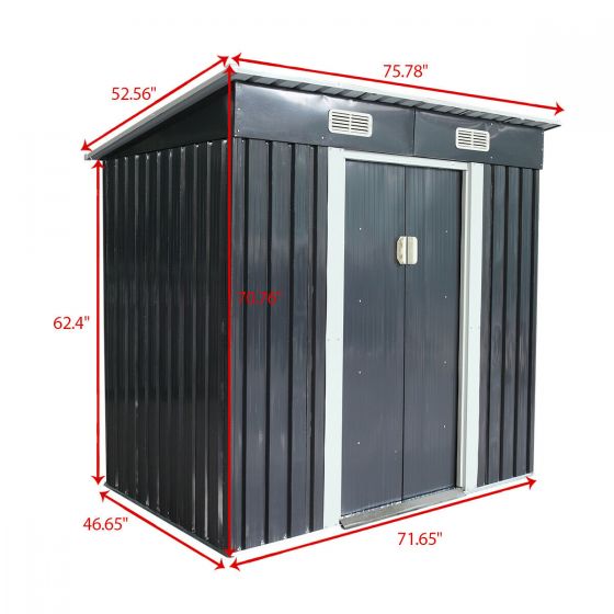 4x6 ft Steel Storage Shed (Dark Gray) - Sheds For Space