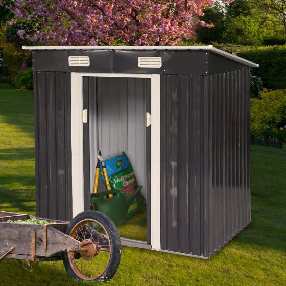 4x6 ft Steel Storage Shed (Dark Gray) - Sheds For Space