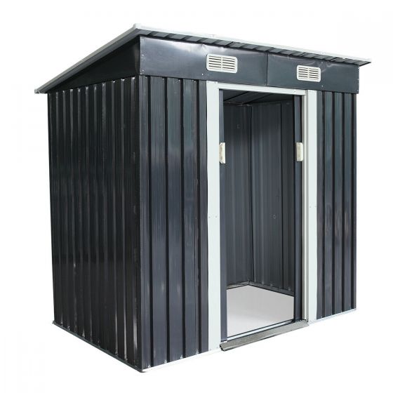 4x6 ft Steel Storage Shed (Dark Gray) - Sheds For Space