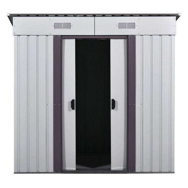 Metal Outdoor Storage Shed - White & Gray Coating (6' Width x 4' Depth) - Sheds For Space