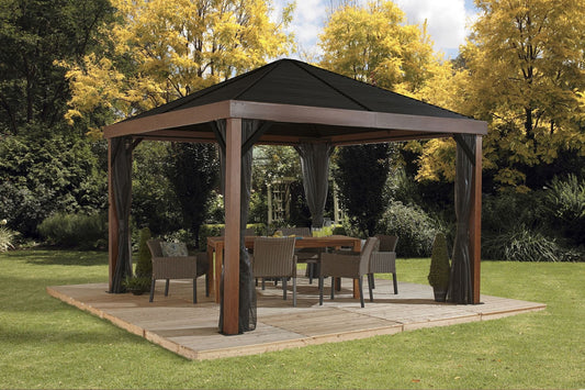 "Valencia" Gazebo Wood Finish 12 x 12 ft. (Hardtop) - Sheds For Space